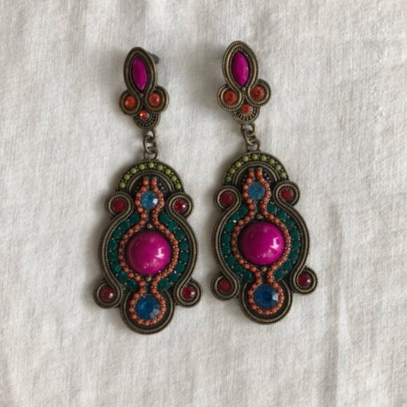 Statement Colourful stones earrings NWOT - Picture 3 of 5